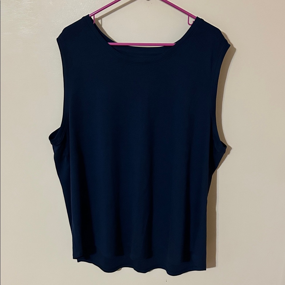 J. Jill Blue Pima back-pleat tank 3X NWT
